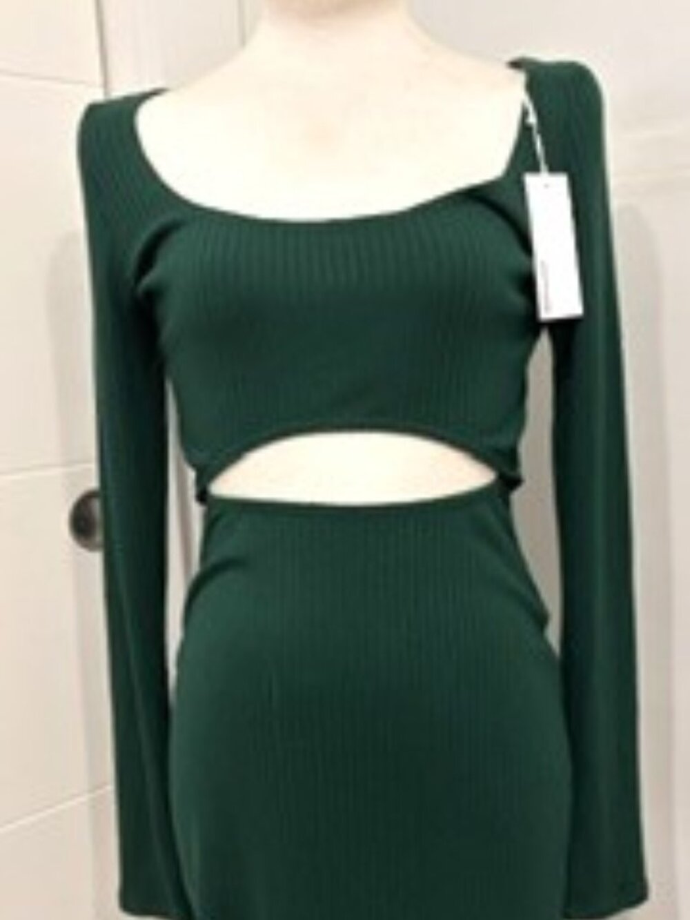 Reformation Green Denmark Ribbed Mini Dress